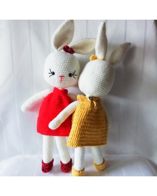 Tavşan Oyuncak, Çocuklar İçin Bebek, Amigurumi Bebek, Örgü Bebek, %100 Organik El Yapımı Yumuşak Amigurumi Oyuncak, Amigurumi Uyku Arkadaşı