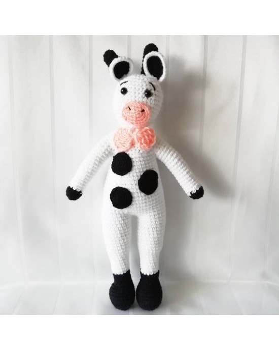 Sevimli İnek Oyuncak, Çocuklar İçin Bebek, Amigurumi Bebek, Örgü Bebek, %100 Organik El Yapımı Yumuşak Amigurumi Oyuncak, Amigurumi Uyku Arkadaşı