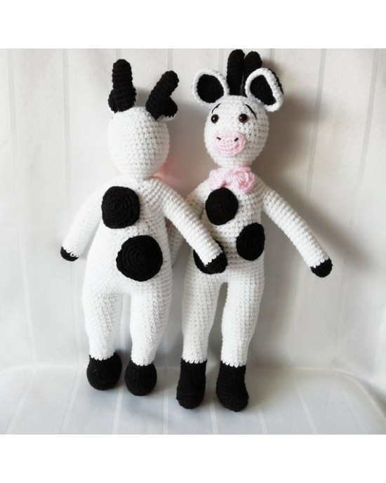 Amigurumi Cute Cow Crochet Toy, Doll for Kids, Amigurumi Doll, Crochet Doll, 100% Organic Syrian Handmade Soft Amigurumi Toy, Amigurumi Sleeping Friend