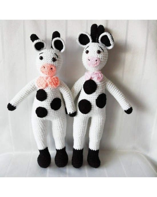 Amigurumi Cute Cow Crochet Toy, Doll for Kids, Amigurumi Doll, Crochet Doll, 100% Organic Syrian Handmade Soft Amigurumi Toy, Amigurumi Sleeping Friend