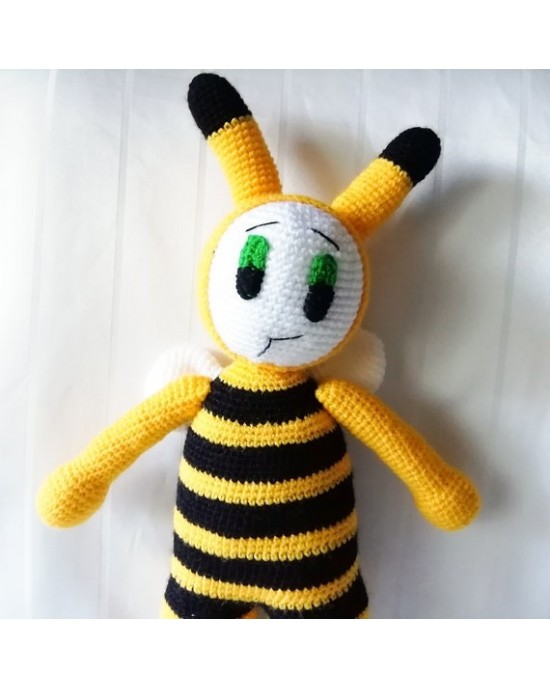 Amigurumi Bee Crochet Toy, Doll for Kids, Amigurumi Doll, Crochet Doll, 100% Organic Syrian Handmade Soft Amigurumi Toy, Amigurumi Sleeping Friend