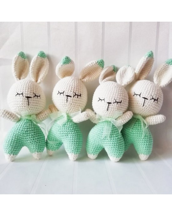 Amigurumi Rabbit Crochet Toy, Doll for Kids, Amigurumi Doll, Crochet Doll, 100% Organic Syrian Handmade Soft Amigurumi Toy, Amigurumi Sleeping Friend