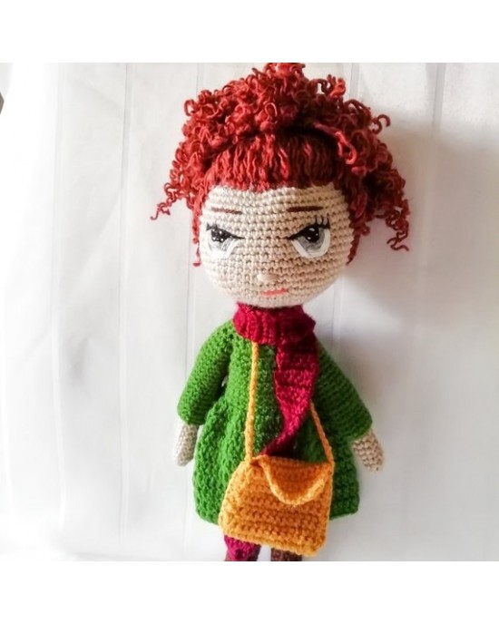 Sevimli Kız, Çocuklar İçin Bebek, Amigurumi Bebek, Örgü Bebek, %100 Organik El Yapımı Yumuşak Amigurumi Oyuncak, Amigurumi Uyku Arkadaşı