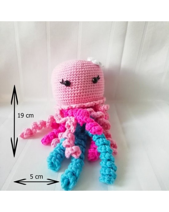 Amigurumi Octopus Crochet Toy, Doll for Kids, Amigurumi Doll, Crochet Doll, 100% Organic Syrian Handmade Soft Amigurumi Toy, Amigurumi Sleeping Friend