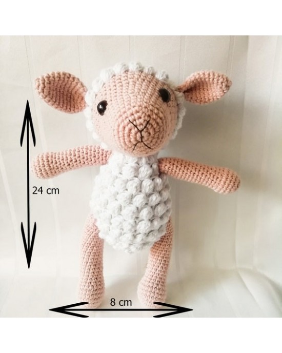 Koyun Oyuncak, Çocuklar İçin Bebek, Amigurumi Bebek, Örgü Bebek, %100 Organik El Yapımı Yumuşak Amigurumi Oyuncak, Amigurumi Uyku Arkadaşı