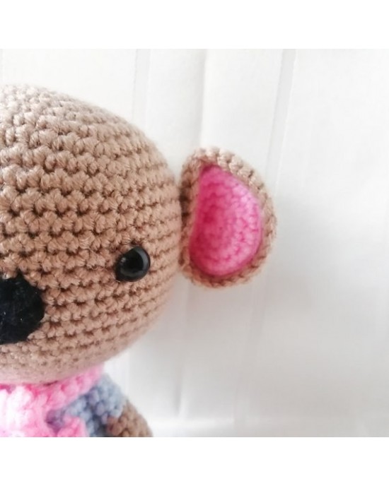 Sevimli Mini Ayı, Çocuklar İçin Bebek, Amigurumi Bebek, Örgü Bebek, %100 Organik El Yapımı Yumuşak Amigurumi Oyuncak, Amigurumi Uyku Arkadaşı