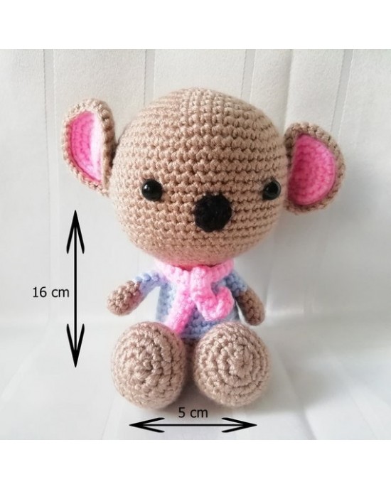 Sevimli Mini Ayı, Çocuklar İçin Bebek, Amigurumi Bebek, Örgü Bebek, %100 Organik El Yapımı Yumuşak Amigurumi Oyuncak, Amigurumi Uyku Arkadaşı