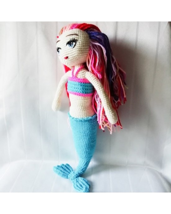 Mermaid Crochet Toy, Doll for Kids, Amigurumi Doll, Crochet Doll, 100% Organic Syrian Handmade Soft Amigurumi Toy, Amigurumi Sleeping Friend