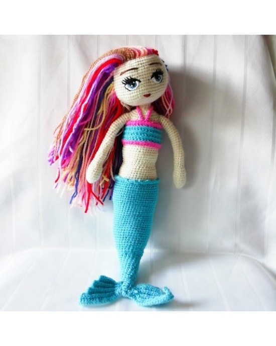 Mermaid Crochet Toy, Doll for Kids, Amigurumi Doll, Crochet Doll, 100% Organic Syrian Handmade Soft Amigurumi Toy, Amigurumi Sleeping Friend