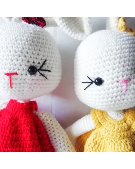 Tavşan Oyuncak, Çocuklar İçin Bebek, Amigurumi Bebek, Örgü Bebek, %100 Organik El Yapımı Yumuşak Amigurumi Oyuncak, Amigurumi Uyku Arkadaşı