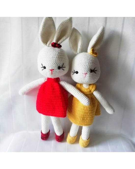 Tavşan Oyuncak, Çocuklar İçin Bebek, Amigurumi Bebek, Örgü Bebek, %100 Organik El Yapımı Yumuşak Amigurumi Oyuncak, Amigurumi Uyku Arkadaşı