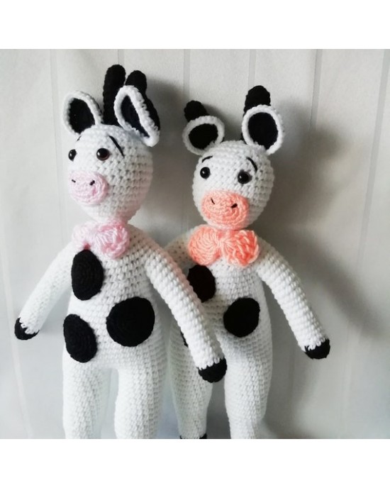 Amigurumi Cute Cow Crochet Toy, Doll for Kids, Amigurumi Doll, Crochet Doll, 100% Organic Syrian Handmade Soft Amigurumi Toy, Amigurumi Sleeping Friend