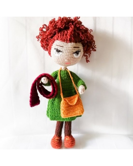 Sevimli Kız, Çocuklar İçin Bebek, Amigurumi Bebek, Örgü Bebek, %100 Organik El Yapımı Yumuşak Amigurumi Oyuncak, Amigurumi Uyku Arkadaşı