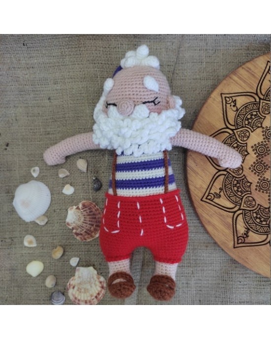 Bearded Grandpa Crochet Toy, Doll for Kids, Amigurumi Doll, Crochet Doll, 100% Organic Syrian Handmade Soft Amigurumi Toy, Amigurumi Sleeping Friend