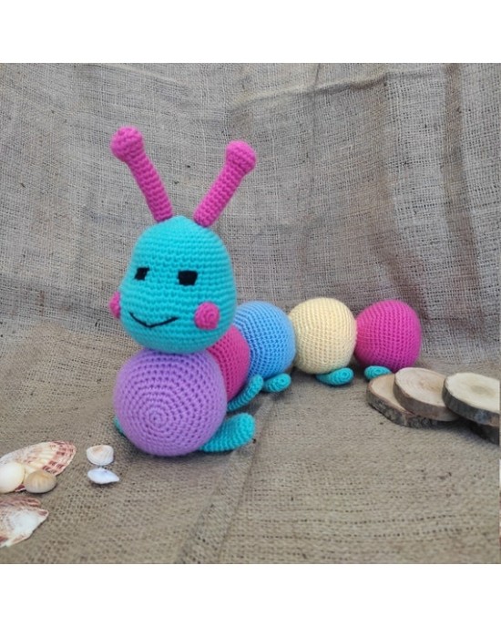 Crochet Caterpillar Amigurumi Set, Doll for Kids, Amigurumi Doll, Crochet Doll, 100% Organic Syrian Handmade Soft Amigurumi Toy, Amigurumi Sleeping Friend