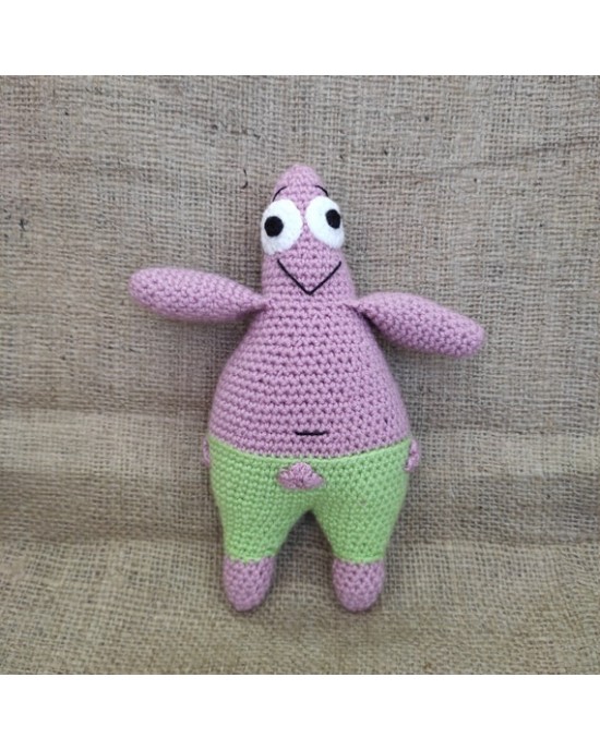 Patrick Yıldız Oyuncak, Çocuklar İçin Bebek, Amigurumi Bebek, Örgü Bebek, %100 Organik El Yapımı Yumuşak Amigurumi Oyuncak, Amigurumi Uyku Arkadaşı