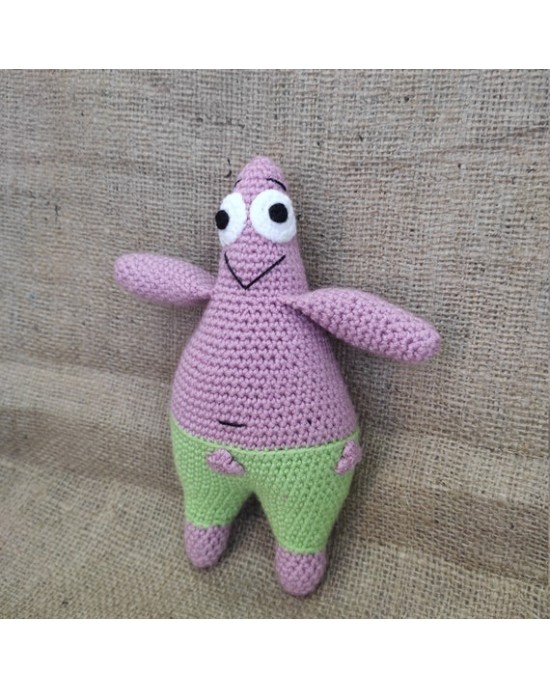 Patrick Yıldız Oyuncak, Çocuklar İçin Bebek, Amigurumi Bebek, Örgü Bebek, %100 Organik El Yapımı Yumuşak Amigurumi Oyuncak, Amigurumi Uyku Arkadaşı