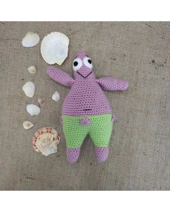 Amigurumi Patrick Star Crochet Toy, Doll for Kids, Amigurumi Doll, Crochet Doll, 100% Organic Syrian Handmade Soft Amigurumi Toy, Amigurumi Sleeping Friend