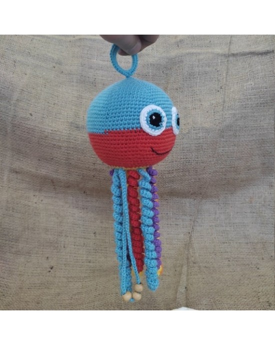 Amigurumi Jellyfish Toy Crochet Toy, Doll for Kids, Amigurumi Doll, Crochet Doll, 100% Organic Syrian Handmade Soft Amigurumi Toy, Amigurumi Sleeping Friend