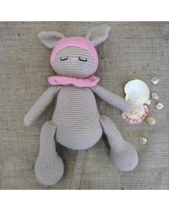 Amigurumi Rabbit Crochet Toy, Doll for Kids, Amigurumi Doll, Crochet Doll, 100% Organic Syrian Handmade Soft Amigurumi Toy, Amigurumi Sleeping Friend