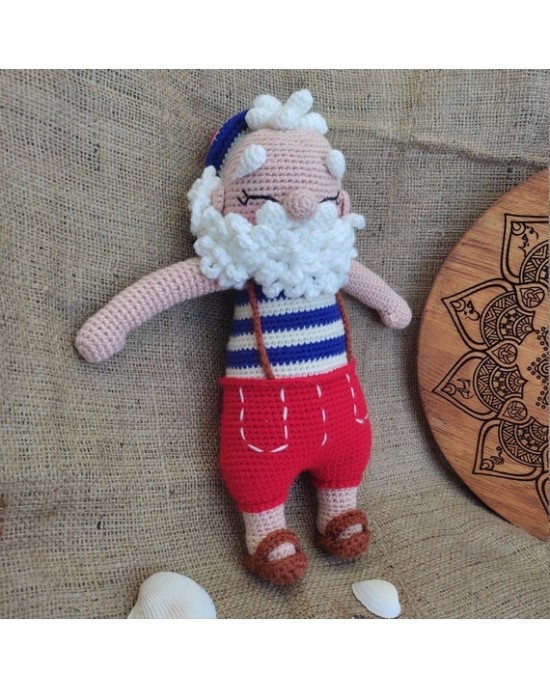 Bearded Grandpa Crochet Toy, Doll for Kids, Amigurumi Doll, Crochet Doll, 100% Organic Syrian Handmade Soft Amigurumi Toy, Amigurumi Sleeping Friend