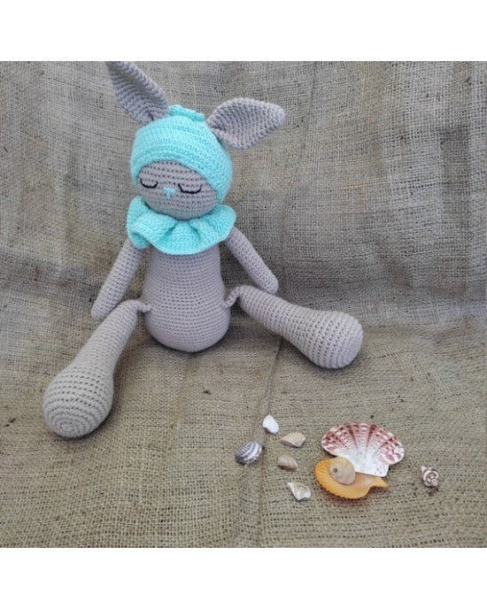 Amigurumi Rabbit Crochet Toy, Doll for Kids, Amigurumi Doll, Crochet Doll, 100% Organic Syrian Handmade Soft Amigurumi Toy, Amigurumi Sleeping Friend