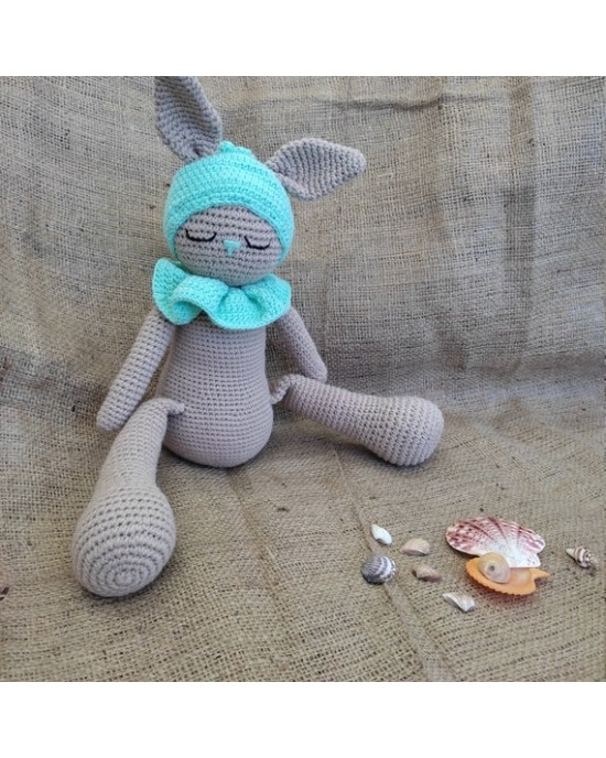 Amigurumi Rabbit Crochet Toy, Doll for Kids, Amigurumi Doll, Crochet Doll, 100% Organic Syrian Handmade Soft Amigurumi Toy, Amigurumi Sleeping Friend