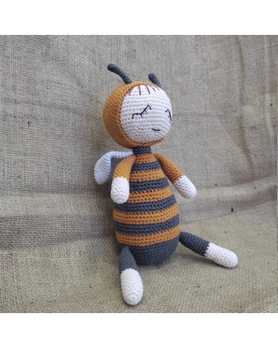 Amigurumi Bee Crochet Toy, Doll for Kids, Amigurumi Doll, Crochet Doll, 100% Organic Syrian Handmade Soft Amigurumi Toy, Amigurumi Sleeping Friend