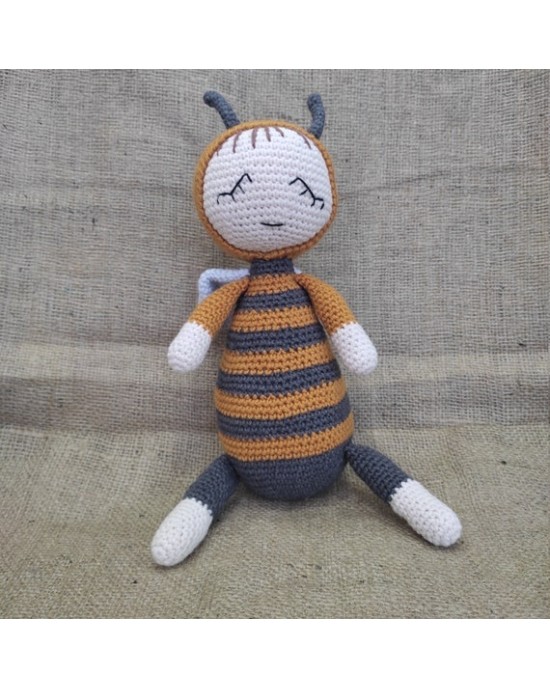 Amigurumi Bee Crochet Toy, Doll for Kids, Amigurumi Doll, Crochet Doll, 100% Organic Syrian Handmade Soft Amigurumi Toy, Amigurumi Sleeping Friend