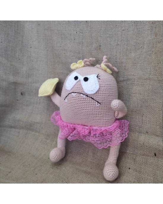 Angry Sponge Crochet Toy, Doll for Kids, Amigurumi Doll, Crochet Doll, 100% Organic Syrian Handmade Soft Amigurumi Toy, Amigurumi Sleeping Friend