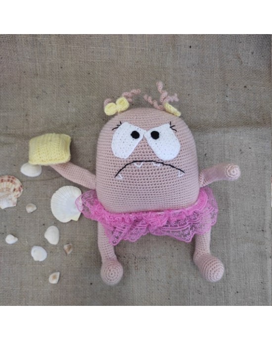 Angry Sponge Crochet Toy, Doll for Kids, Amigurumi Doll, Crochet Doll, 100% Organic Syrian Handmade Soft Amigurumi Toy, Amigurumi Sleeping Friend