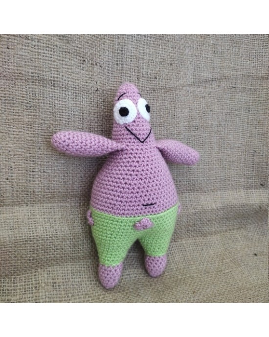 Amigurumi Patrick Star Crochet Toy, Doll for Kids, Amigurumi Doll, Crochet Doll, 100% Organic Syrian Handmade Soft Amigurumi Toy, Amigurumi Sleeping Friend