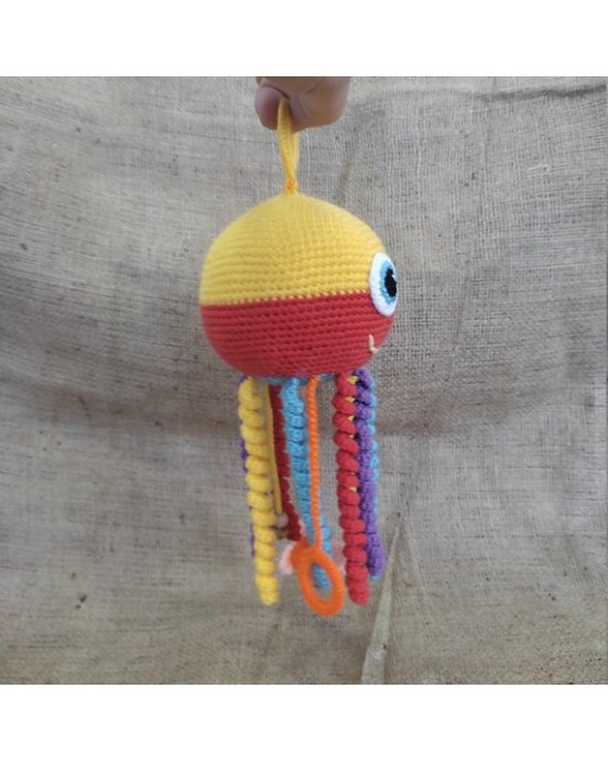 Amigurumi Jellyfish Toy Crochet Toy, Doll for Kids, Amigurumi Doll, Crochet Doll, 100% Organic Syrian Handmade Soft Amigurumi Toy, Amigurumi Sleeping Friend