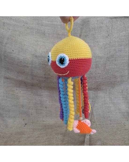 Amigurumi Jellyfish Toy Crochet Toy, Doll for Kids, Amigurumi Doll, Crochet Doll, 100% Organic Syrian Handmade Soft Amigurumi Toy, Amigurumi Sleeping Friend