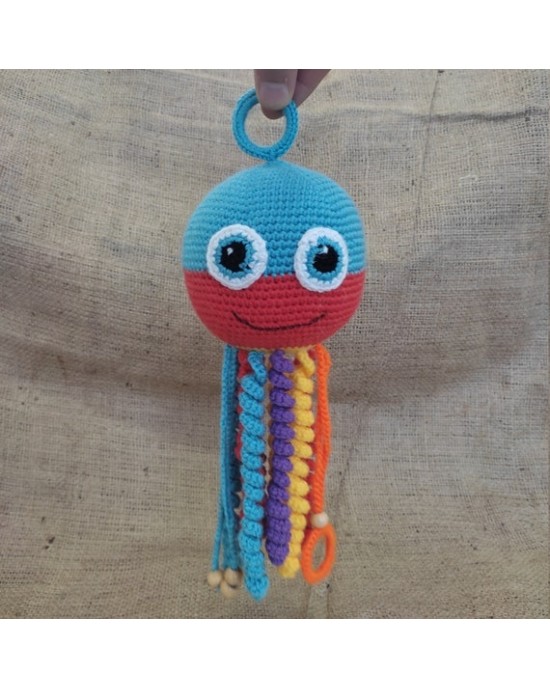 Amigurumi Jellyfish Toy Crochet Toy, Doll for Kids, Amigurumi Doll, Crochet Doll, 100% Organic Syrian Handmade Soft Amigurumi Toy, Amigurumi Sleeping Friend