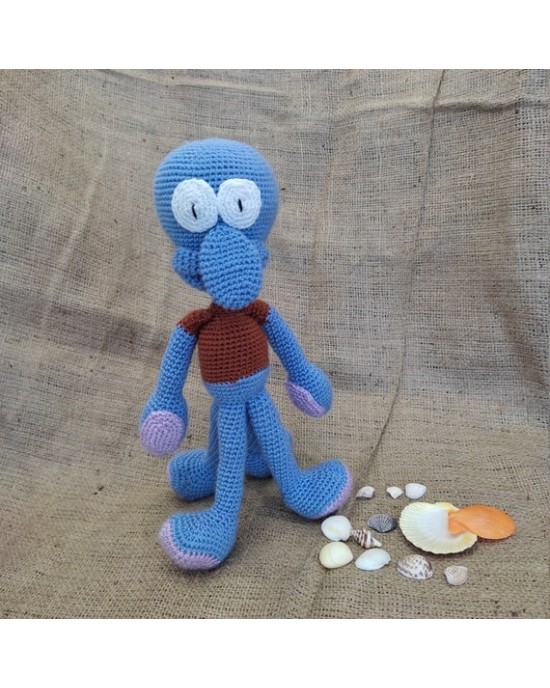 Squidward Oyuncak, Çocuklar İçin Bebek, Amigurumi Bebek, Örgü Bebek, %100 Organik El Yapımı Yumuşak Amigurumi Oyuncak, Amigurumi Uyku Arkadaşı