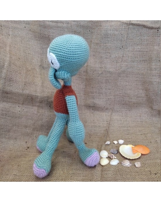 Amigurumi Squidward  Crochet Toy, Doll for Kids, Amigurumi Doll, Crochet Doll, 100% Organic Syrian Handmade Soft Amigurumi Toy, Amigurumi Sleeping Friend