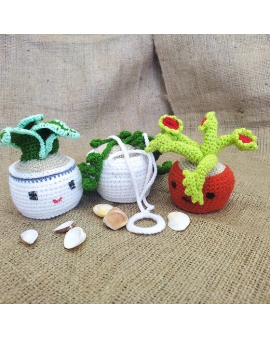 Amigurumi Mini Cute Plant Set, Doll for Kids, Amigurumi Doll, Crochet Doll, 100% Organic Syrian Handmade Soft Amigurumi Toy, Amigurumi Sleeping Friend