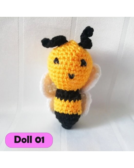 Amigurumi Bee Crochet Toy, Doll for Kids, Amigurumi Doll, Crochet Doll, 100% Organic Syrian Handmade Soft Amigurumi Toy, Amigurumi Sleeping Friend