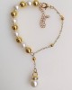 Half Ball Chain Half Pearl Oval Pearl Figured Women's Necklace Bracelet Earring Set - Elegant Pearl Jewelry Set