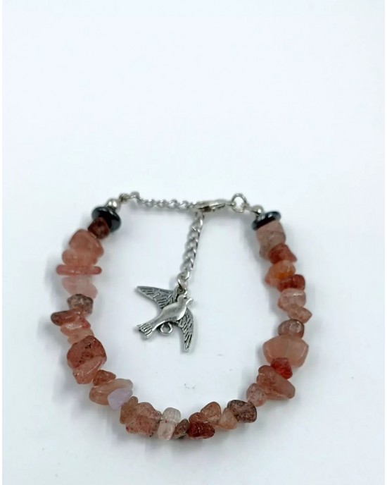 Natural Stone Rose Quartz Women's Bracelet - Broken Stone Gift Bracelet
