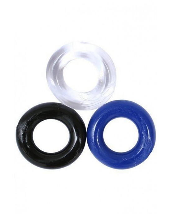 3-Piece Straight Penis Erection Ring - Enhance Pleasure with Flexible Silicone Rings