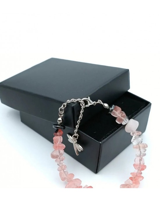 Natural Stone Rose Quartz Women's Bracelet - Healing Crystal Gift