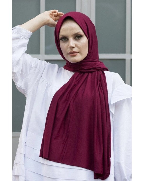 Women's Cotton Combed Cotton Shawl-Hijab in Bordeaux Color - Soft and Versatile Scarf for Everyday Comfort