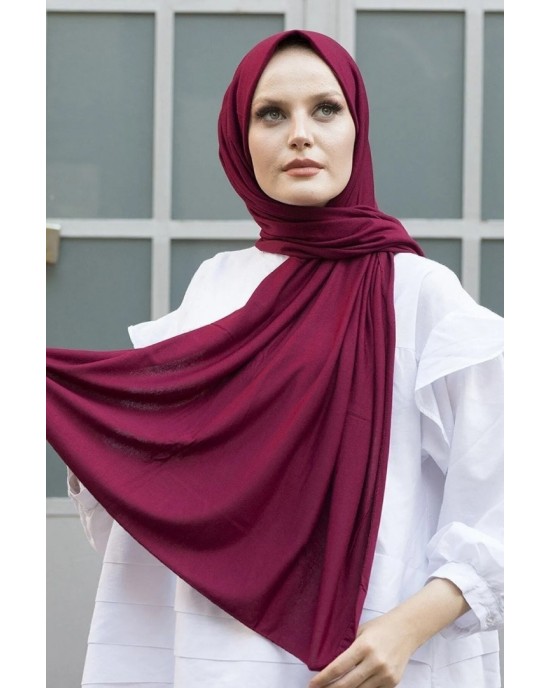 Women's Cotton Combed Cotton Shawl-Hijab in Bordeaux Color - Soft and Versatile Scarf for Everyday Comfort