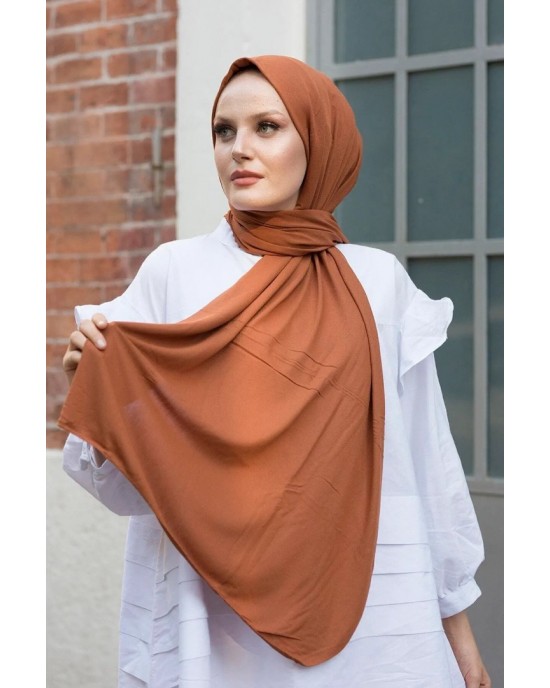 Women's Cotton Combed Cotton Shawl-Hijab in Brick Color - Soft and Versatile Scarf for Everyday Comfort