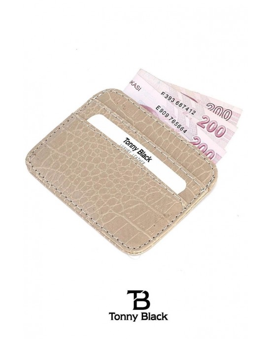 محفظة بطاقات الائتمان وبطاقات العمل الرقيقة بجلد الكروكو الأصلي