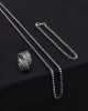 Leaf Feather Shaped Adjustable Silver Plated Ring, Cube Bracelet and Necklace Set - Unique Jewelry Set