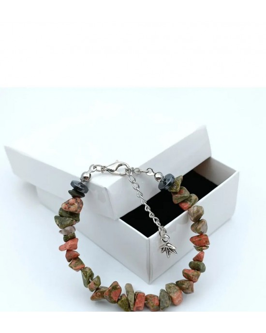 Natural Stone Unakite Women's Bracelet - Broken Stone - Gift Bracelet