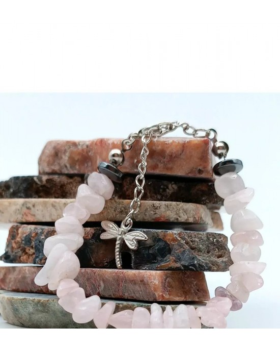 Natural Stone Love Magnet Bracelet - Pink Quartz